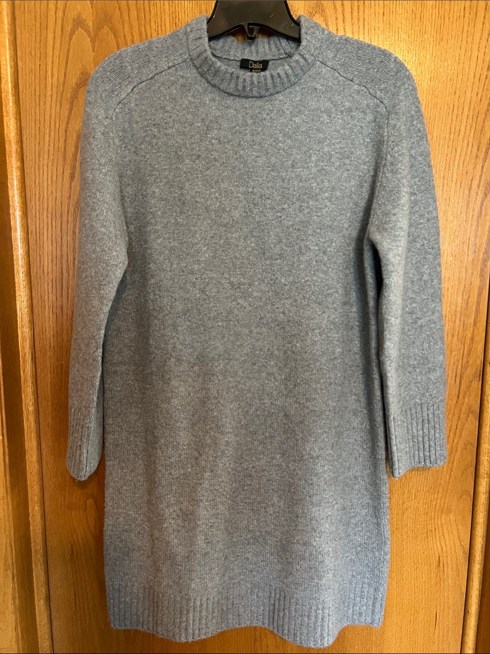 Dalia Gray Crewneck Knit Sweater Dress